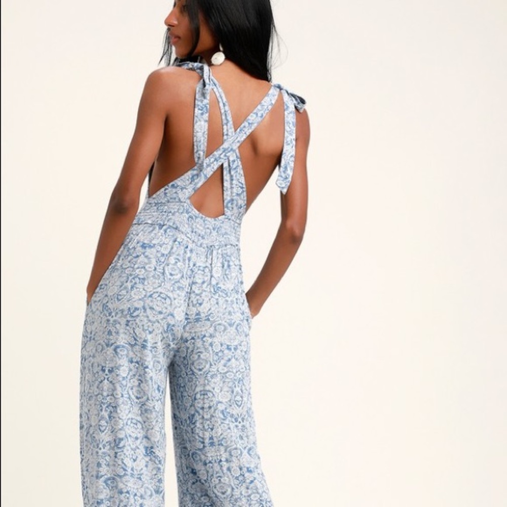 FREE PEOPLE SUGAR SANDS WIDE-LEG OVERALLS - Picture 4 of 4